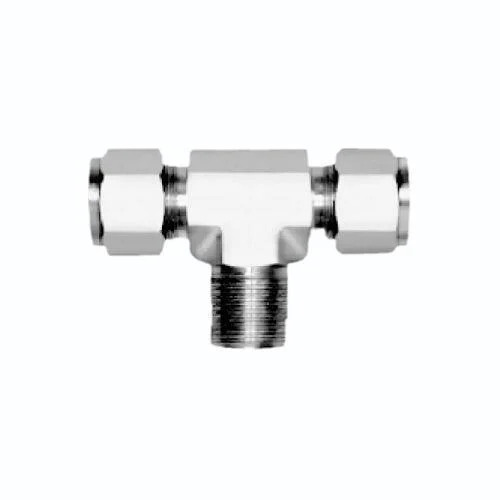 Male Branch Tee - Stainless Steel SS316/SS304, 0.75 Inch Diameter, 1/2 Inch Size, 6000 PSI Working Pressure, Polished Finish, Box Packaging, Silver Color