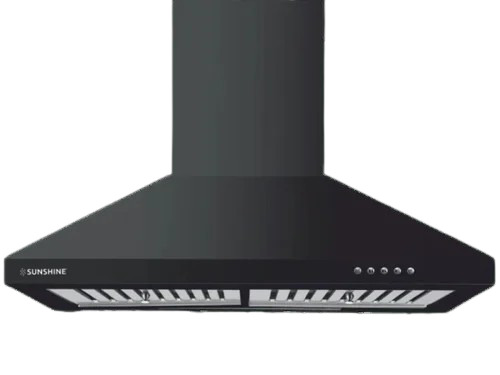 Wall Mount Chimney - Aluminum Alloy, 90 cm Dimensions, Matte Black Finish | 3 Speed Push Button Control, 1180 m3/hr Airflow, 2 Year Warranty