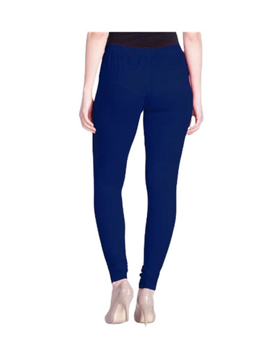 Ladies Slim Fit Ankle Length Leggings - 95% Cotton & 5% Spandex, Blue | 4-Way Stretch, Anti-Wrinkle, Breathable, All Season