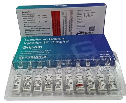 Diclofenac Sodium Injection - 75 mg Liquid Formulation | Prescription Use, Suitable for Adults, Store in Cool Place