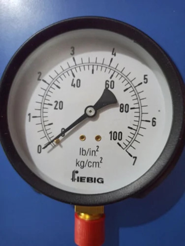 Fiebig Pressure And Temperature Gauge - Stainless Steel, 4 Inch Dial, Black Analog Display, Absolute Pressure, BSP 3/8" Connection