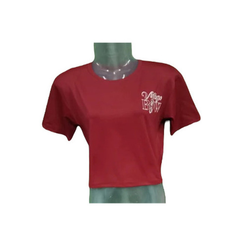 Ladies Maroon T Shirts - Cotton, Customized Size, O-Neck Collar, Short Sleeves | Breathable, Skin-Friendly, Fade & Wrinkle Resistant for Casual Wear
