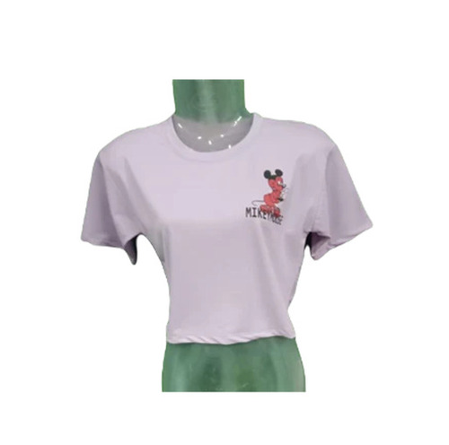 Ladies T Shirts - Cotton, Customized Size, Lite Purple Color | Breathable, Skin-Friendly, Fade-Resistant, Wrinkle-Resistant, Regular Fit, Short Sleeves, O-Neck