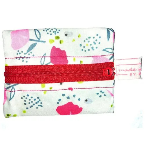 Maslin Cotton Coin Pouch - 4x3 Inch, Multicolor Printed Design, Moisture Proof Zipper Closure, Handmade Fabric