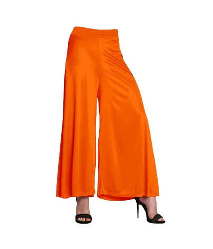 Palazzo Pants - Loose Fit, Ankle Length, Orange | Anti-Wrinkle, Breathable, Quick Dry, Elastic Band Closure, Machine Washable
