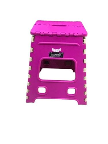 Plastic Folding Stool - Lightweight Plastic, Premium Quality, Compact Storage | Weather-Resistant, Easy Portability, Eco-Friendly, Modern Pink Design