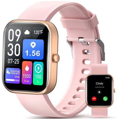 Smart Watch - Rubber, Square Shape, Unisex Design | Fitness & Health Tracking, Heart Rate & Sleep Monitoring, GPS Navigation, Smartphone App Integration