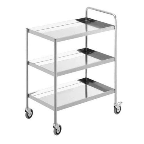 Stainless Steel Shopping Trolley - Rectangular Design, 50-100 kg Loading Capacity | Heavy Structure, Very Good Quality, Ideal for Hospital Use