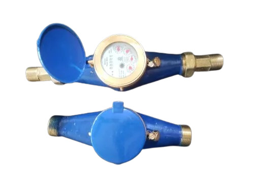 Water Flow Meter - Brass Construction, Standard Size, Blue Color | Analog Display, Industrial Usage, 1 Year Warranty, Made in India
