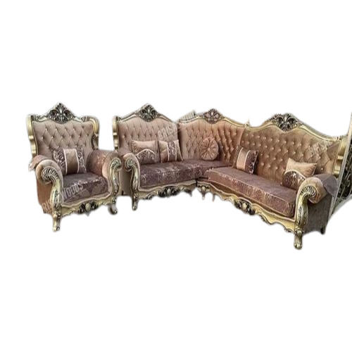 Wooden Carved L Shape Sofa Set