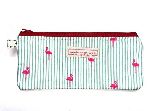 Zip Earphone Pouch - Cotton, Approx. 4 x 3 Inch, Sky Blue | Handmade by Shri Girija Handicrafts with Zipper Closure, Printed Design