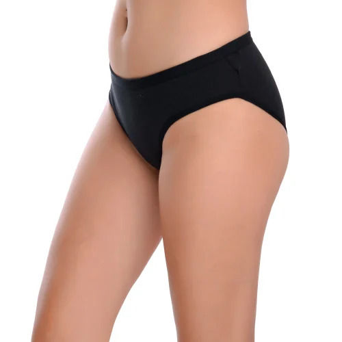 Black Cotton Hipster Panties - Sizes 28-42, Mid-Rise Fit | Breathable, Skin-Friendly, Fade & Wrinkle Resistant, Outer Elastic Waist Band, Hand Washable