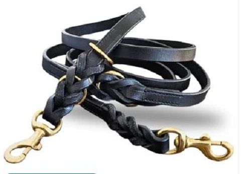 Black Leather Dog Leash