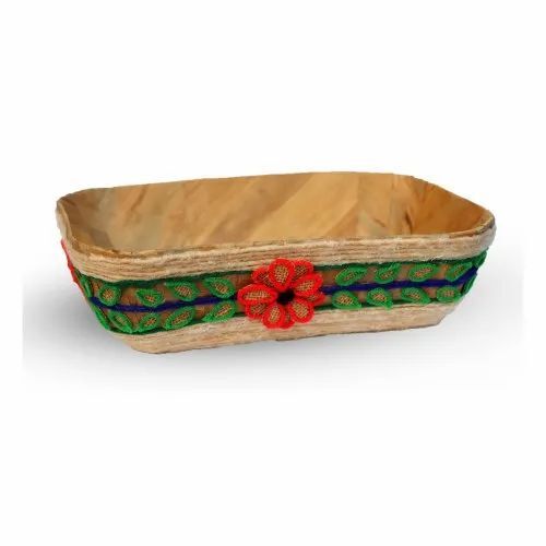 Handmade Hyacinth Tray - Plant Hyacinth & Jute, Rectangular Shape, Matte Brown Finish | Eco-Friendly, Custom Size & Handle Material