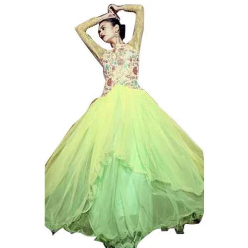 Ladies Designer Gown - Premium Cotton, Xxs To L Sizes | Elegant Design, Sleeveless Option, Embellished Details, Flowy Skirt, Anti Wrinkle