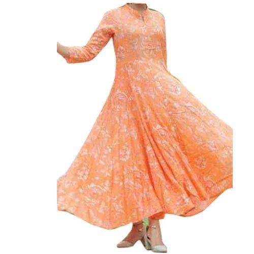 Premium Cotton Ladies Fancy Gown - Elegant Ankle-Length Fitted Bodice with Flowing Skirt, Embellished Details | Anti Wrinkle, Breathable, Washable, Short Sleeves, No Fade, Ideal for Spring and Summer