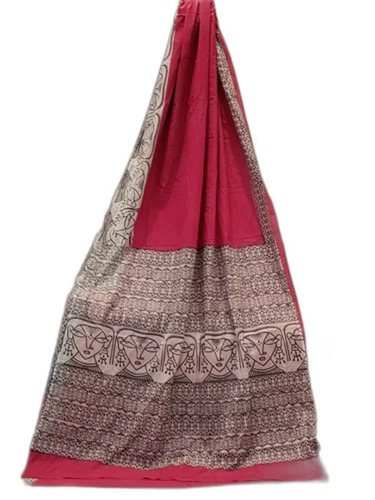 Maroon Printed Cotton Saree