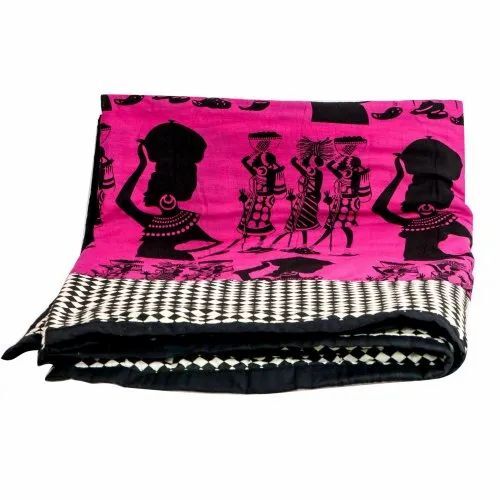 Pink Handmade Single Bed Sheet - Premium Quality Cotton, 60x90 Inches, Printed Pattern, Optimum Care Wash