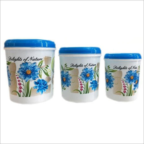 Plastic Household Container - Premium Quality Set of 3 | Leak Proof Easy to Clean BPA Free Stackable Design Versatile Use White and Blue Color