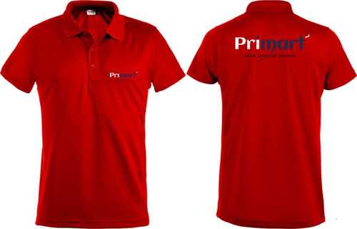 Polo T Shirt - Cotton Fabric Size S-XXL Red Color Short Sleeves Printed Pattern - Breathable Skin-Friendly for Casual Summer Wear