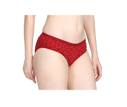 Red Cotton Hipster Panties - Mid-Rise Outer Elastic Waistband Available in Sizes 28-42 | Fade Wrinkle Shrink Resistant Breathable Skin-Friendly Mark-Free Comfort for Daily Wear