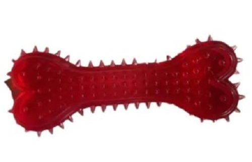 Tpr Red Spike Bone Dog Toy - Tear Resistance Material, Various Sizes Available, Glossy Finish | Easy to Clean, Lightweight Design for Amusement and Personal Use