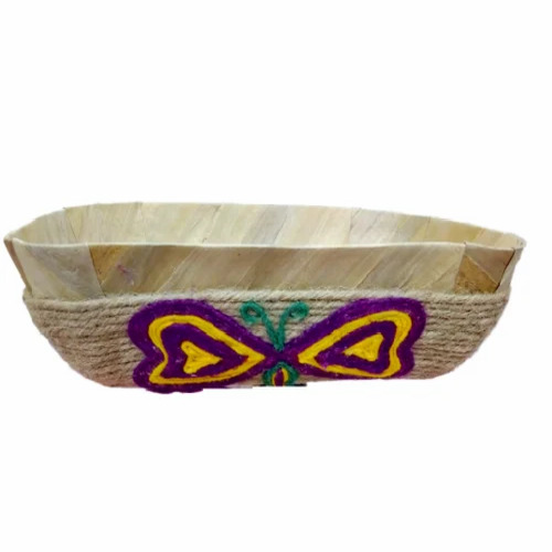Water Hyacinth Tray - Handmade Rectangular 7 Inch Tray, Brown Matte Plant Hyacinth, Easy to Clean, Plain Style, Multicolor Design