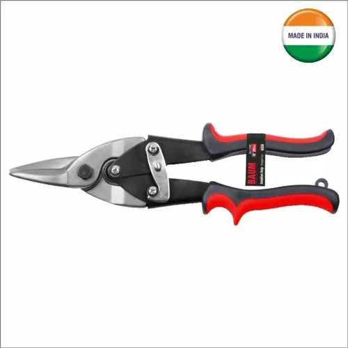 Aviation Snip Straight Cut - High Speed Steel, 10 Inch , Red Color | Dual Component Handle, Anti Skid Foundation, Cutting Capacity 0.5-1.0 mm