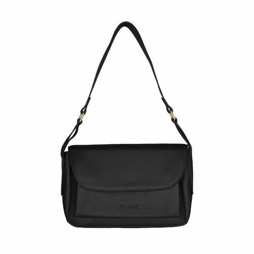 Black Shoulder Bag - Rexine 32x13x15 cm Black | Magnetic Closure 2 Pockets Attractive Multicolor Customized Design