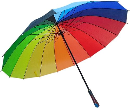 Colorful Umbrella - Polyester, Standard Size | Multicolored, Durable and Wind-Resistant, Compact and Lightweight with UV Protection, Easy to Open/Close