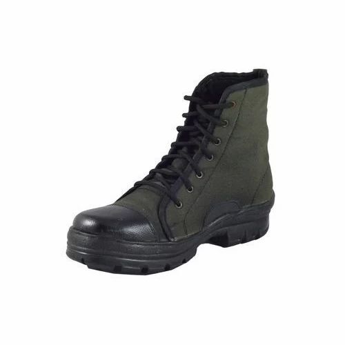 Jungle Green Canvas Army Boot - Leather Upper, Sizes 8.0 - 10 UK, Color: Black | Ankle Boot, PU Sole, Summer & Winter Season Allure