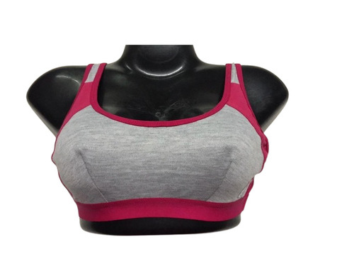 Ladies Plain Sports Bra - Cotton, Sizes 28-42, Gray & Red | Breathable, Skin-Friendly, Full Coverage, Thick Straps, Sleeveless, Hand Washable