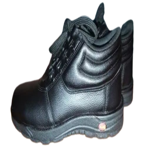 Leather High Ankle Safety Boot - Premium Leather Custom Size Black Color | Ideal for Formal Wear Rubber Outsole Suitable for All Seasons