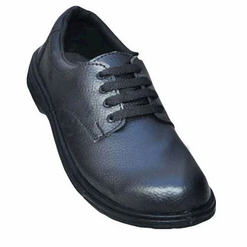 Mens Black Safety Shoes - Leather Upper, Low Ankle, Steel Toe, Sizes 6-10 | Color: Black, Closure Type: Laces, Foot Length: 26-30 cm