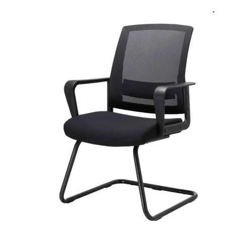 Office Visitor Chair - Mild Steel, 20x18x19 Inches, Black And Red | Modern Design, Eco-Friendly, Durable, Mid Back with Armrest