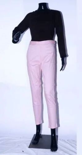 Pink Color Ladies Cotton Lycra Pant - Premium Quality, Narrow Fit, High Waistband, Slim Silhouette, Lightweight, Wrinkle-Resistant, Breathable, Quick Dry