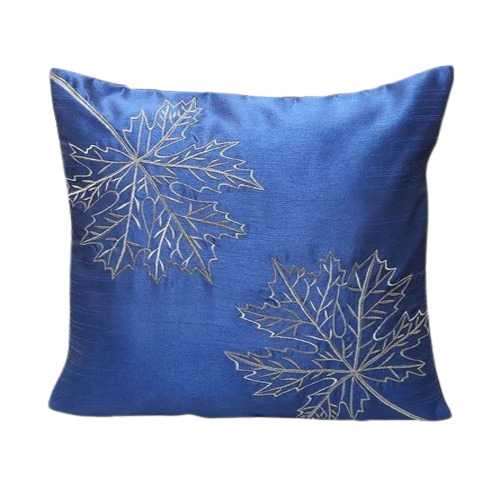 Poly Dupion Cushion Cover - 18x18 Inches, Premium Blue Silk for Home Decor | Handwashable, Rectangular Shape