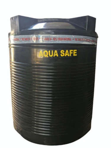 Double Layered Plastic Water Storage Tank - 1000 L, 1080 mm Diameter, Black Color, Food Grade Material, 5-Year Guarantee