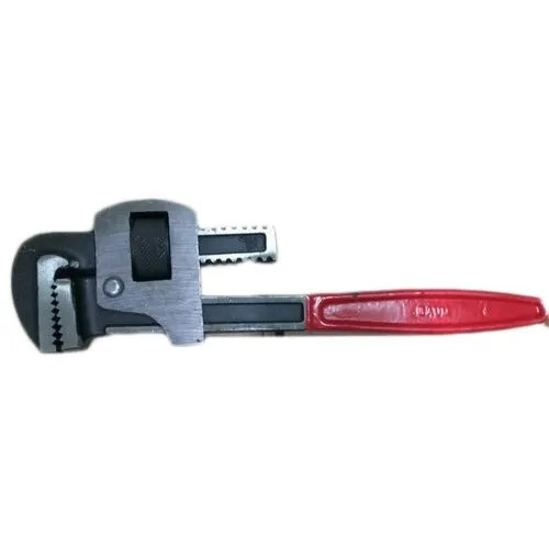 Adjustable Pipe Wrench - Cast Iron Material, 14 Inch Size, Red Color - 71 HRC Hardness for Tightening Pipes