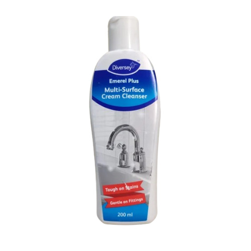Diversey Crew Multi Surface Cream Cleanser - Liquid, 200ml | Gently Cleans Tough Stains, Non-Abrasive Formula, Leaves Surfaces Shiny and Clean