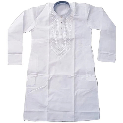 Mens Plain Kurta - Premium Cotton, Customized Sizes Available, Ivory White | Breathable, Anti-UV, Anti-Wrinkle, Versatile Design, Classic Collar, Simple Elegance