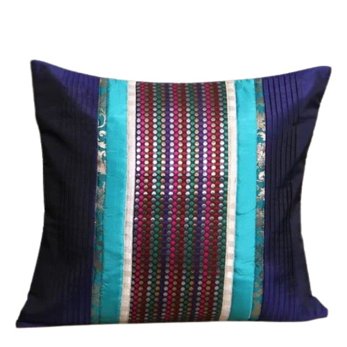 Navy Blue Silk Blend Cushion Cover - 18x18 Inches, Optimum Quality, Square Shape, Set of 5 for Elegant Home Decor