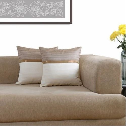 Offwhite Brown Woven Solid Cushion Cover