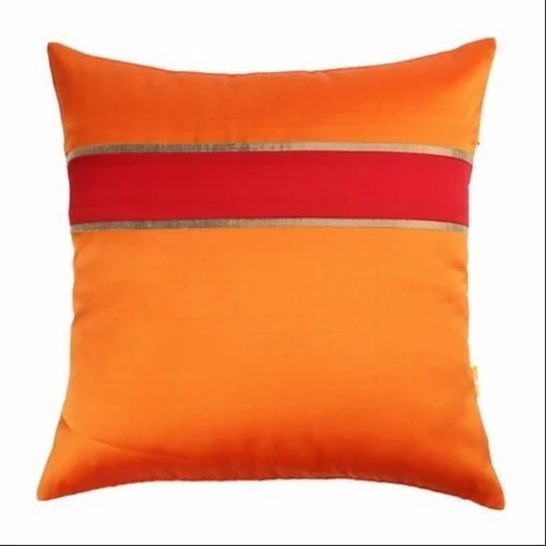 Stylish Solid Orange Cushion Cover - Cotton, 16x16 Inches, Embroidered Design | Square Shape, Dry Clean Only, Zipper Closure, Set of 5