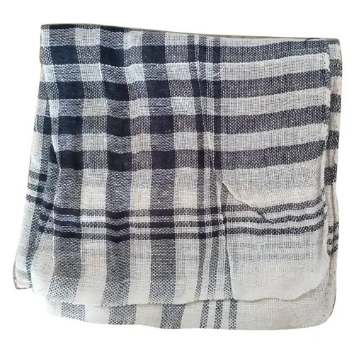 Table Cotton Duster - 150 GSM, 15x16 Inch, Square Shape, Check Print | White and Black Cotton, Ideal for Table Cleaning