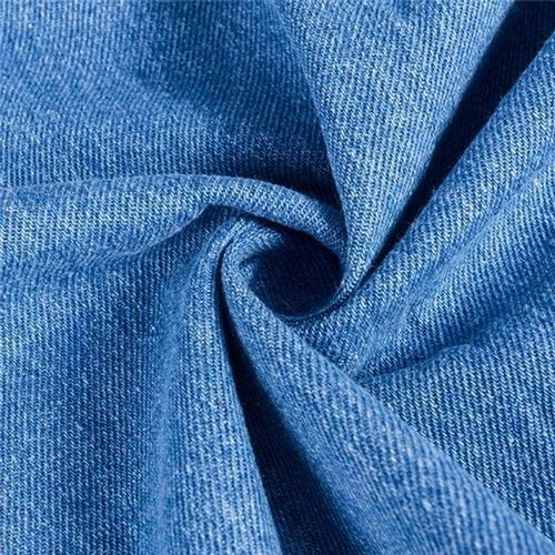 Denim Fabric - Unstitched Casual Grade A Standard, Blue Dobby Knit With Anti-wrinkle, Light In Weight, Quick Dry, Shrink-resistant, Tear-resistant, Washable Features