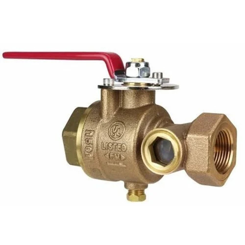 Test and Drain Valve - Brass Material, 25mm & 50mm Size | Golden Color, Medium Pressure Application for Water