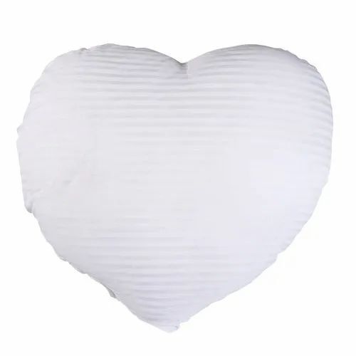 Heart Shape Cushion Filler - Satin Fabric, 16x16 Inch, White Color, Striped Pattern | Perfect for Home Decor, Soft and Cozy Design