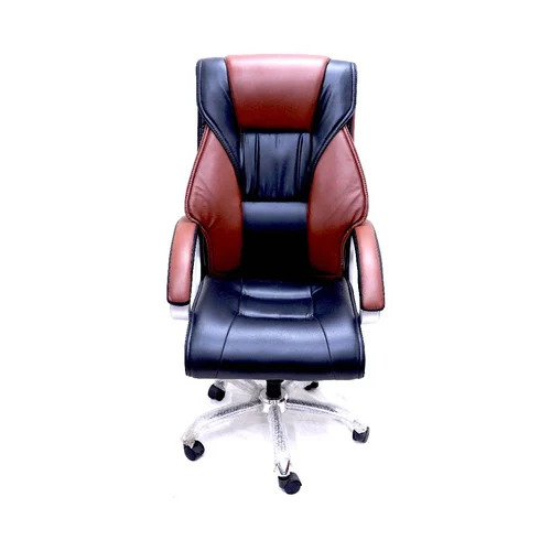 High Back Boss Leatherette Office Chair - Stainless Steel Frame, Height Adjustable, Modern Design | Durable, Easy to Use, With Armrest