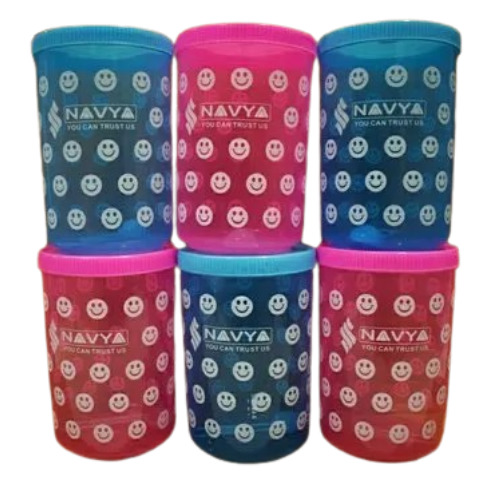 Plastic Pet Jar - 1 Liter, Blue and Pink | Durable, Lightweight, Sturdy, Crack Resistant
